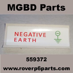 Negative Earth Label for the battery box and under the bonnet